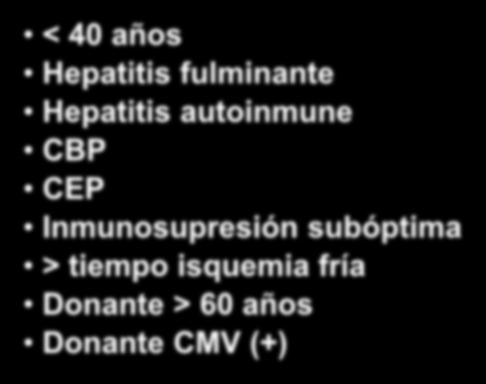 frecuente < 40 años Hepatitis