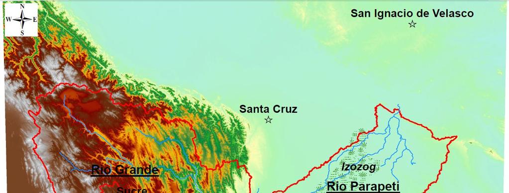 Cuencas de montana PARAISO (59 000 km²), datos: