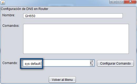 Insertar en orden los comandos que se necesitan para configurar DNS en el Router