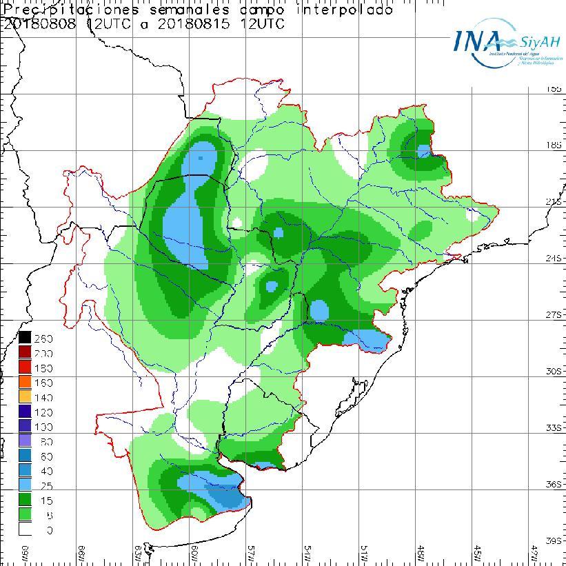 Mientras que se pronostican lluvias en las cuencas de los ríos Paraguay y Paraná en territorio brasileño; con periodos de mejoramientos temporarios.