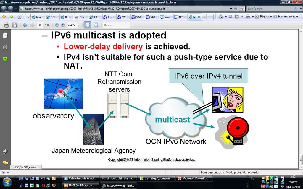 Servicio SCOOP de NTT Se detecta la onda-p y se envía una alerta de onda-s. Se usa multicast IPv6.