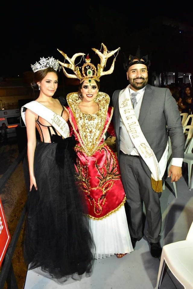 Los tres personajes más importantes del Carnaval de Mazatlán 2018, de izquierda a derecha Sofía Briseño Reina de