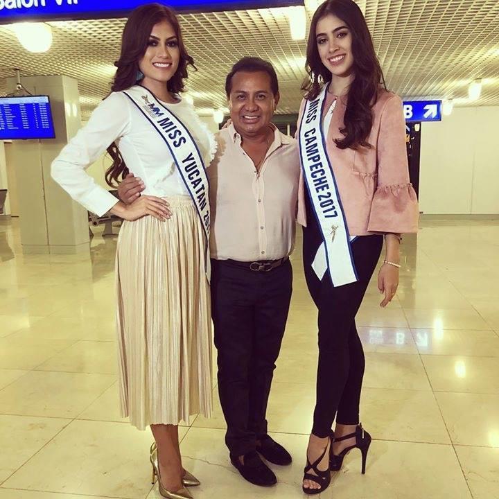Miss Campeche Paola Gutiérrez y Miss Yucatán Mónica Hernández son despedidas por su coordinador estatal