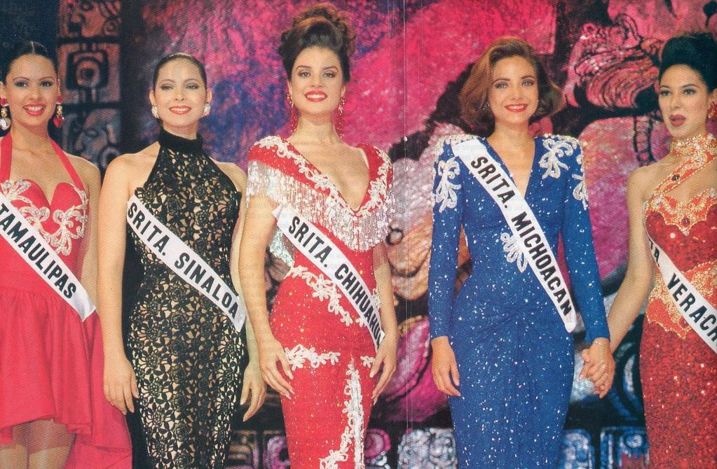 Las cinco finalistas del certamen Señorita México 1993, de izquierda a derecha Lilia Elizabeth Huesca Guajardo de Tamaulipas, Leticia Arellano