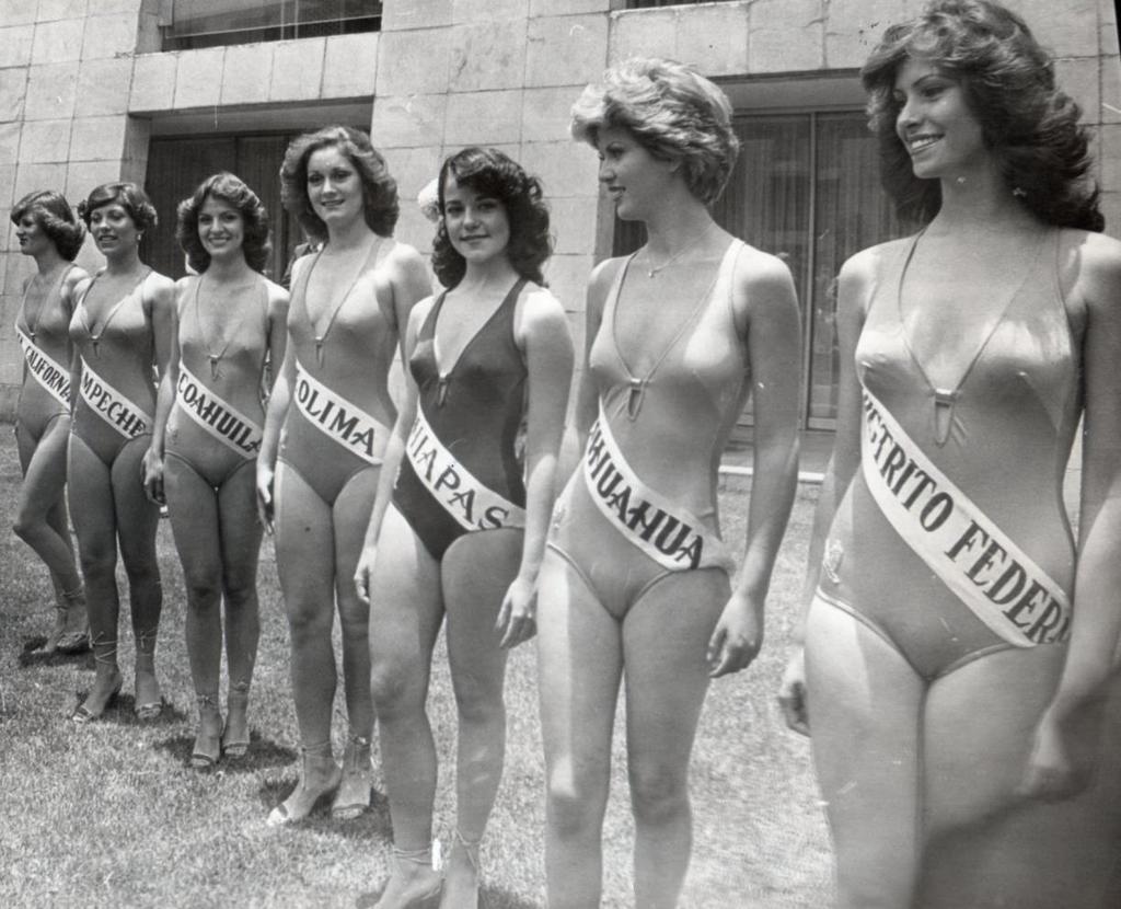 Siete aspirantes al título de Señorita México 1978 durante la presentación a la prensa de las candidatas, de izquierda a derecha Norma Alicia Lucero Walfors de Baja California Sur, Cintia Rosaura