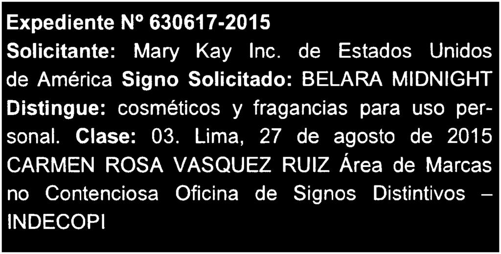 Lima, 31 de agosto del 2015 LIZET ROXANA GOMEZ ROSALES 007-1285750-1 Distingue: Producto farmacéutico antigripal indicado para la