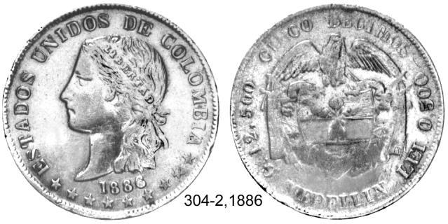 Recientemente Numismáticos colombianos subastó un ejemplar 304-1, que fue adquirido por Thomas Ronai.