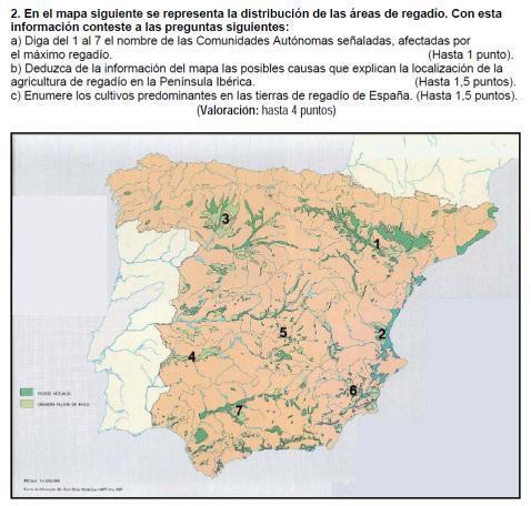 PRÁCTICAS SECTOR PRIMARIO -TEMAS 13, 14 Y 15- PRÁCTICA Nº 1 (2013) a) Describa el mapa con sus correspondientes referencias geográficas. (Hasta 1 punto).