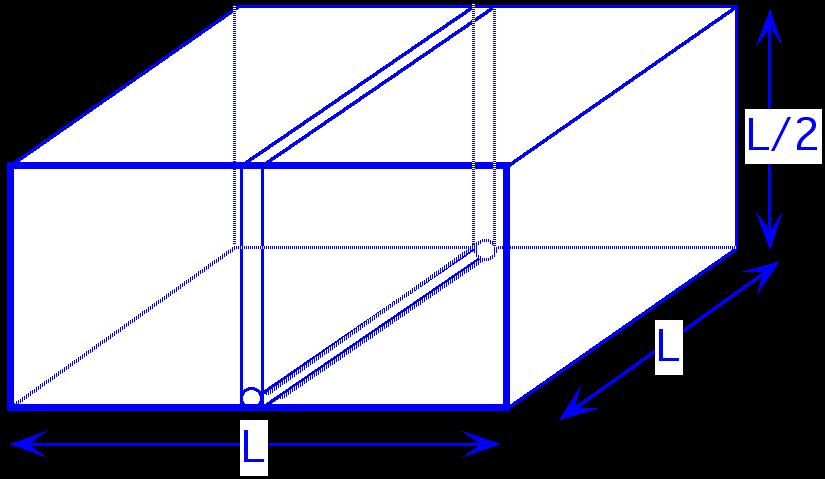 3) Un ecipiente cuadado de lado L = 1 m altua L/ =.5 m (medidas inteioes), esta dividido en dos pates iguales po una placa de aceo de 4mm de espeso.