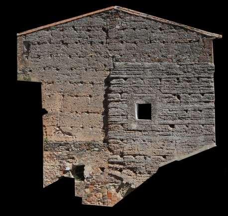 Figura 14: fotogrametría del frente meridional del volumen que engloba a la torre de la calle Caleros Figura 15: fotogrametría del frente oriental del volumen