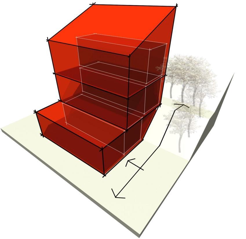 El módulo multifamiliar se presenta para 3 ó 4 viviendas de acuerdo a las necesidades del plan habitacional del proyecto o a las características propias del lote específico