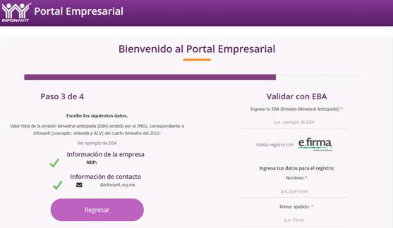 Registro y actualización de datos en el Portal Empresarial 9 4.1 Registro con EBA Paso 3.