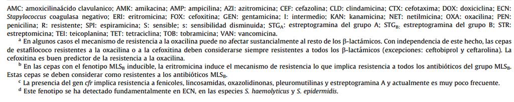 La técnica del antibiograma por difusión con discos no permite diferenciar cepas sensibles a vancomicina de cepas GISA ni de ECN resistentes a glucopéptidos, por lo que se recomienda realizar un