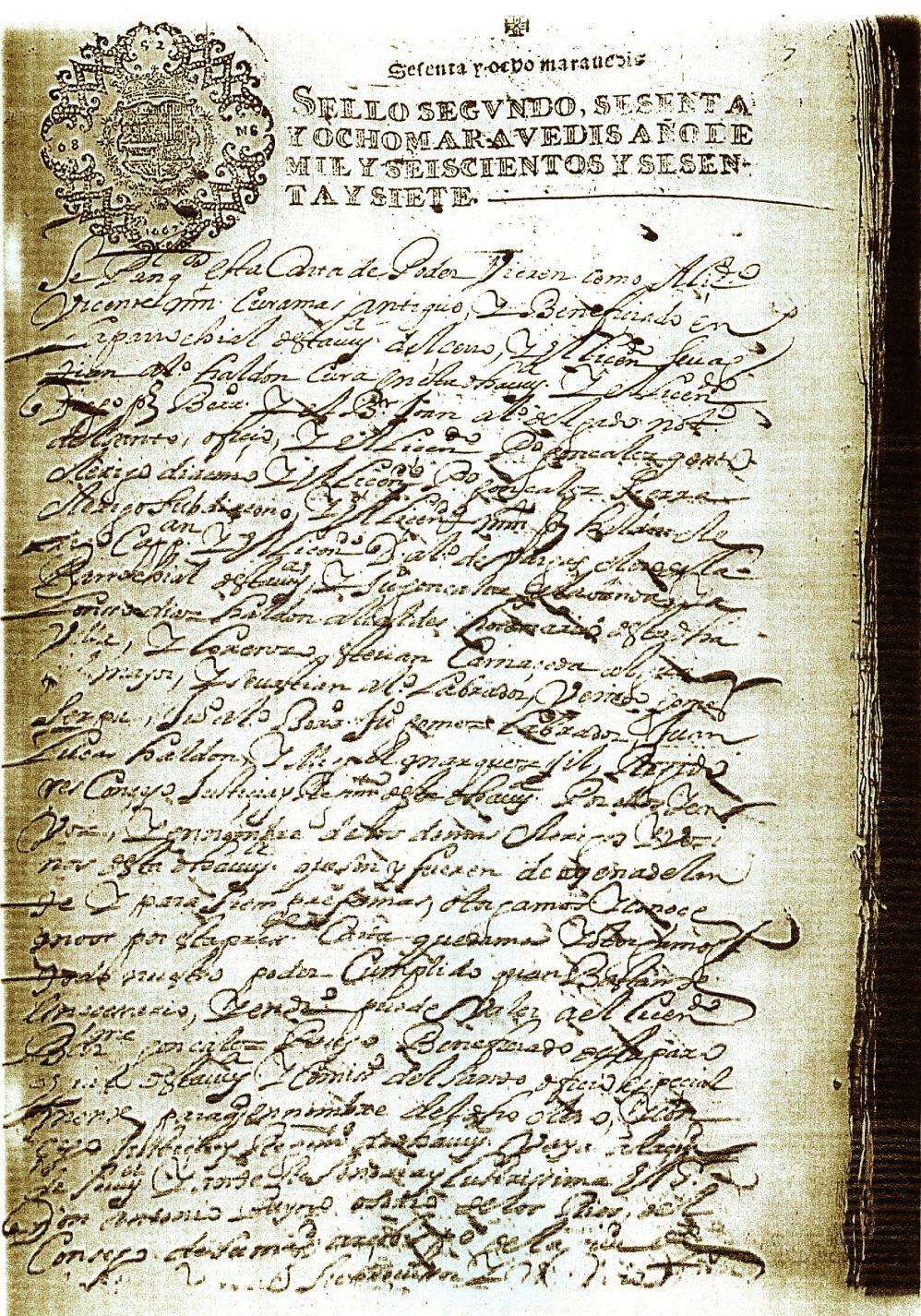 Doc. nº 1.- Carta de poder de los cabildos civil y eclesiástico de El Cerro.