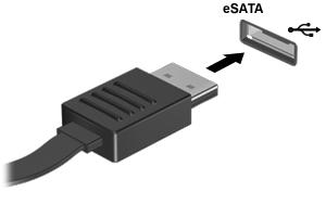 Conexión de un dispositivo esata PRECAUCIÓN: Para reducir el riesgo de daños a un conector de puerto esata, use la mínima fuerza necesaria para conectar el dispositivo.