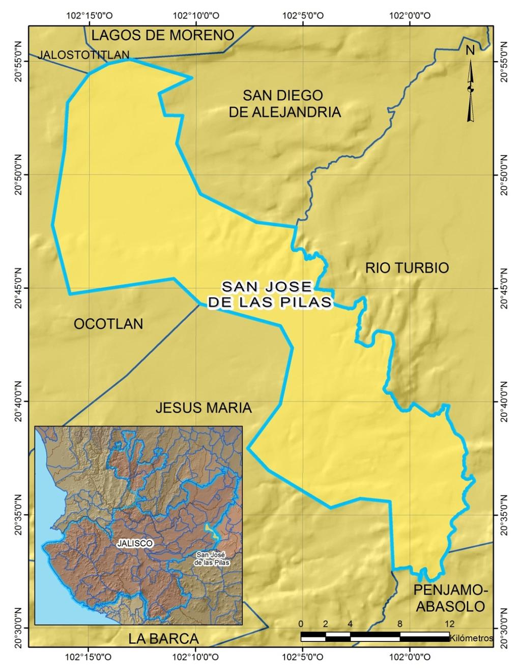 Generalidades El acuífero San José de Las Pilas se localiza en la porción este del estado de Jalisco, y abarca un área de