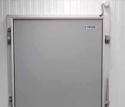 PIVOTANTE INDUSTRIAL Aplicación Puerta pivotante industrial idónea para cámaras frigoríficas de conservación (+0ºC), congelación (-20ºC) y túneles de congelación (-40ºC).