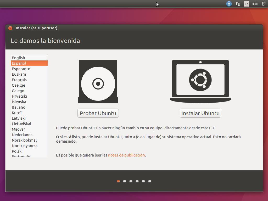 Instalando Ubuntu 16.04 LTS Una vez que tenemos listo nuestro pendrive para instalar Ubuntu 16.