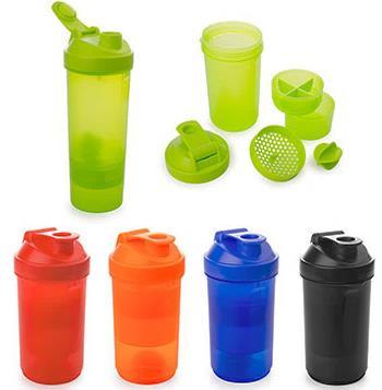 Ref. EB-254 Vaso Plástico de 500 ml con Shaker, colador, vaso y pastillero con