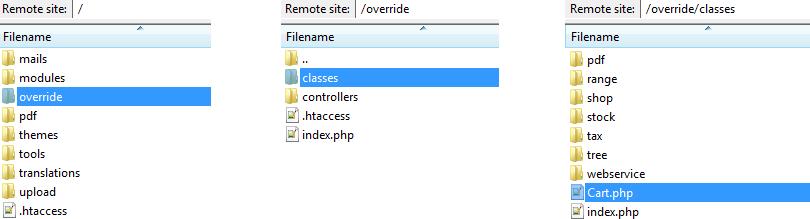 Para solucionar el problema: a) Conéctate a tu FTP b) Entra en las carpetas Override Classes y encuentra el archivo Cart.php c) Renombra el archivo Cart.php en Cart2.