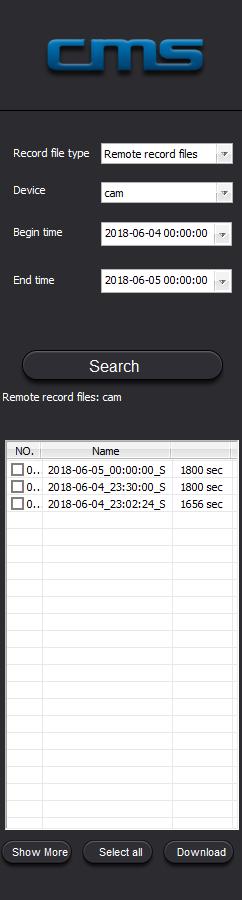 Se mostrará la siguiente ventana, seleccionar en Record file type Remote record files