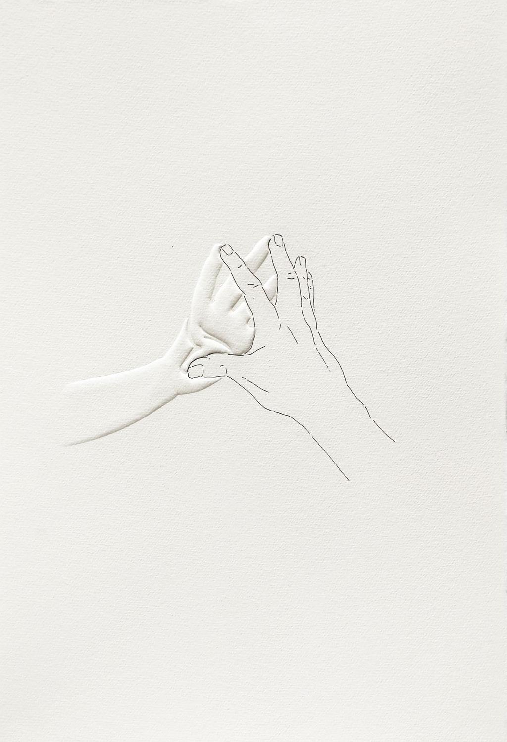 apipakótene (La otra mano) dibujo y gofrado a mano