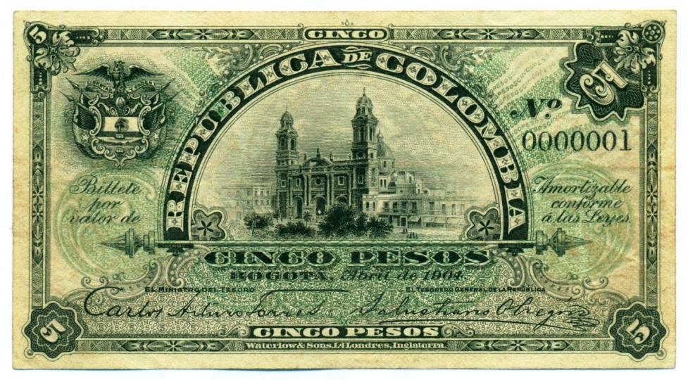 República de Colombia, un peso, Bogotá, abril de 1904 República de