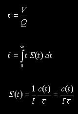 Curvas C La concentración promedio se calcula de tres formas: Donde m es la cantidad de trazador adicionada es el volumen de fluido en el reactor es el flujo volumétrico del fluido