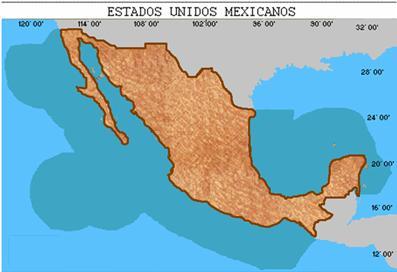 México se ubica en las coordenadas geográficas, con