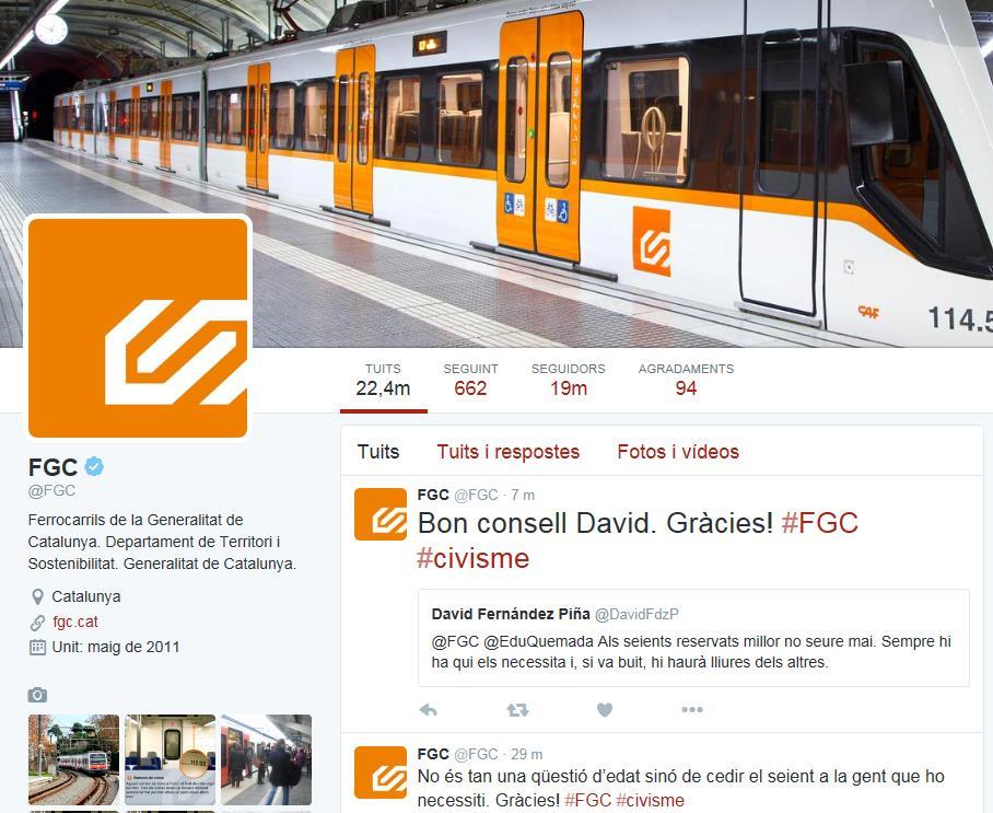 11 @FGC Xifres 22.000 tuits publicats 19.000 seguidors 6.