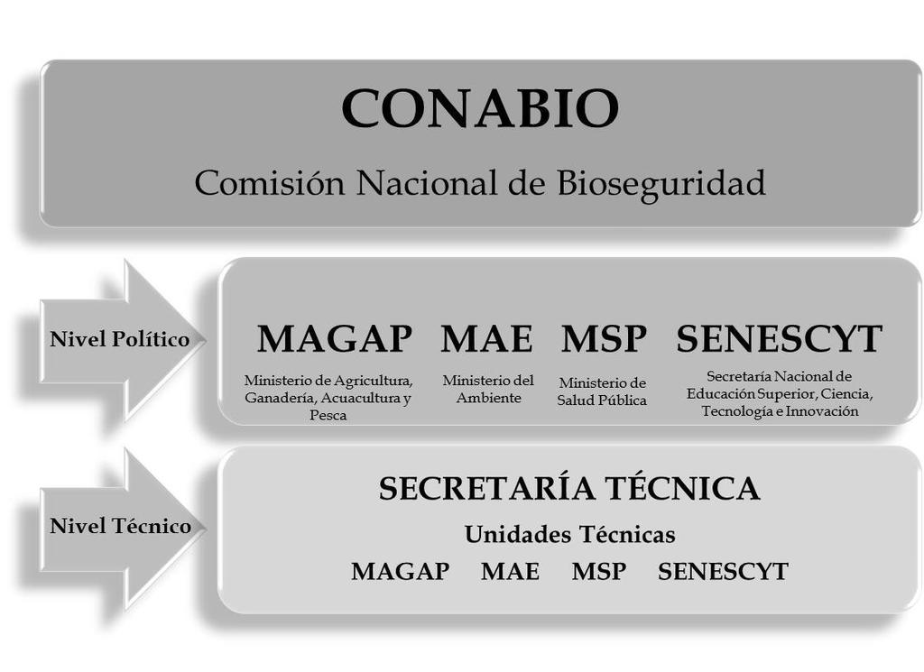 Figura 1. Diagrama del marco institucional de la Comisión Nacional de Bioseguridad.