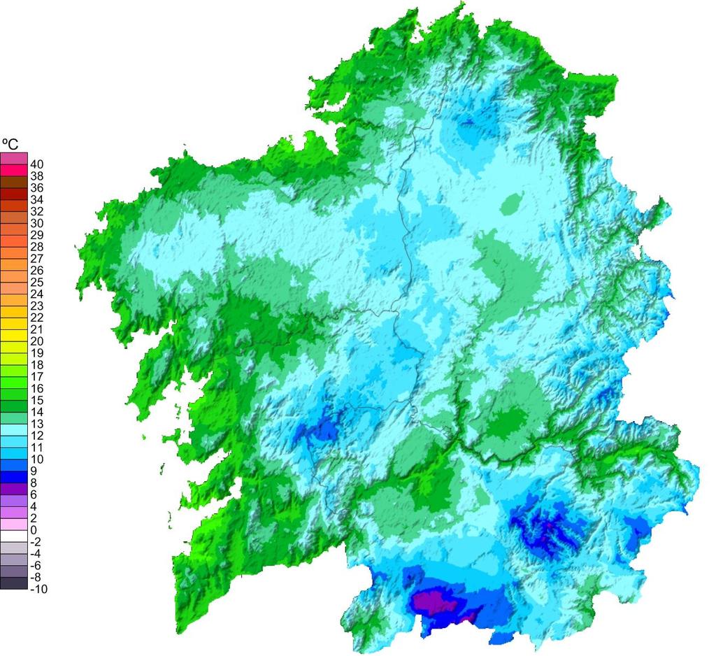O valor medio das temperaturas máximas no mes de xullo para Galicia, a partir dos valores do mapa, foi de 24.9 ºC.