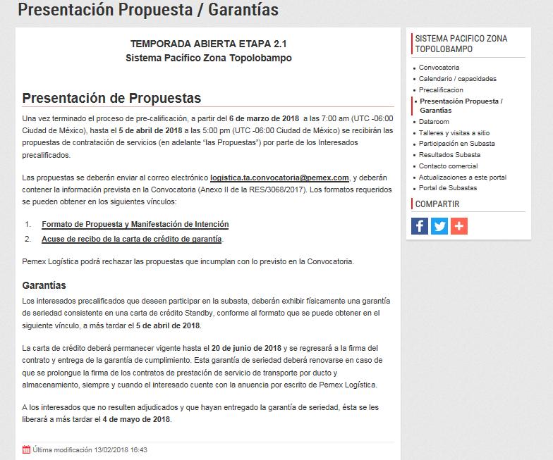 Presentación Propuesta/Garantías Portal