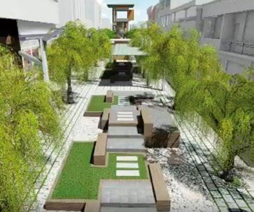 Contará con amplios espacios públicos, caminerías, mobiliario urbano, espejos de agua, jardineras con vegetación nativa, pequeñas zonas cubiertas y