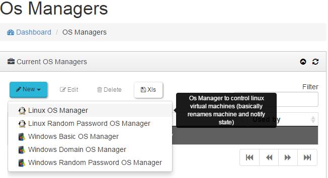 4.4.1 Linux OS Manager Un "Linux OS Manager" es utilizado para escritorios virtuales basados en sistemas Linux. Realiza las tareas de renombrado de máquina.