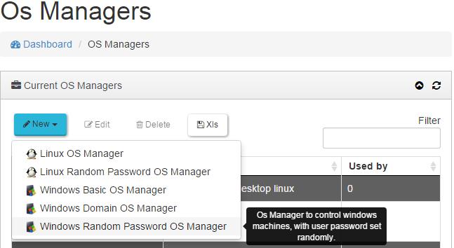 4.4.5 Windows Random Password OS Manager Un "Windows Random Password OS Manager" es utilizado para escritorios virtuales basados en sistemas Windows que no forman parte de un dominio y requieren un