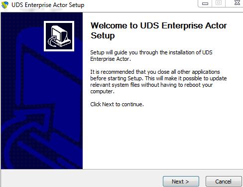 3.2.3 Instalación del Actor UDS Windows Una vez descargado el actor UDS y transferido a