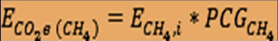 Emisiones de CH4 expresadas en tco2e (ACUERDO que establece las particularidades técnicas y las fórmulas para la aplicación de metodologías para el cálculo de emisiones CyGEI art 5 -III) i El