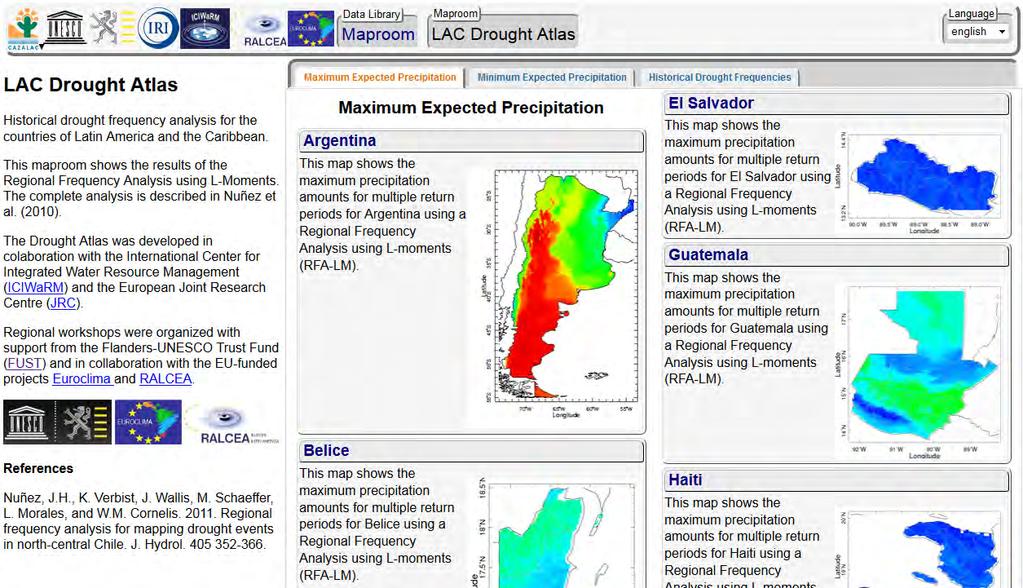 The Latin American Drought Atlas Accesible on-line en Español e Inglés Tres tipos de