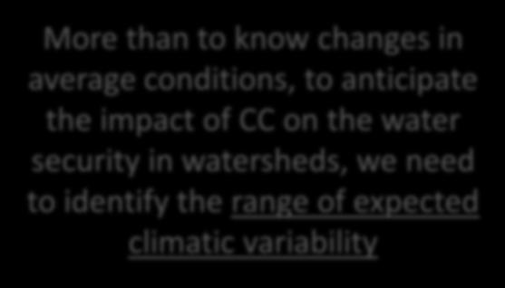 average conditions, to anticipate the impact of CC on the water security
