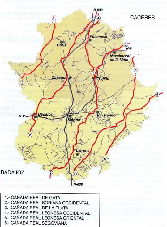 Figura 9. Principales Vías Pecuarias de Extremadura 4.13.