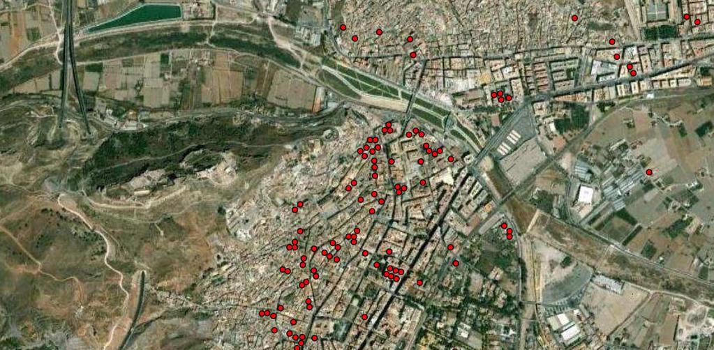 Casco urbano de Lorca Colapsados: 1 Demolidos o en proceso (N): 309 Daños graves