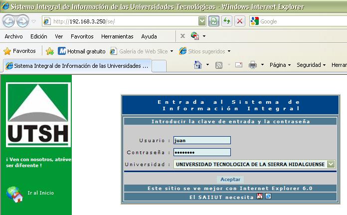 a) Menú de acceso (Entrada al sistema) 1. Abrir el explorador de Internet (Internet Explorer) 2.