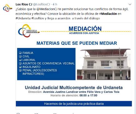 social oficial del Consejo de la Judicatura de Los Ríos o Sistema único de pensiones alimenticias