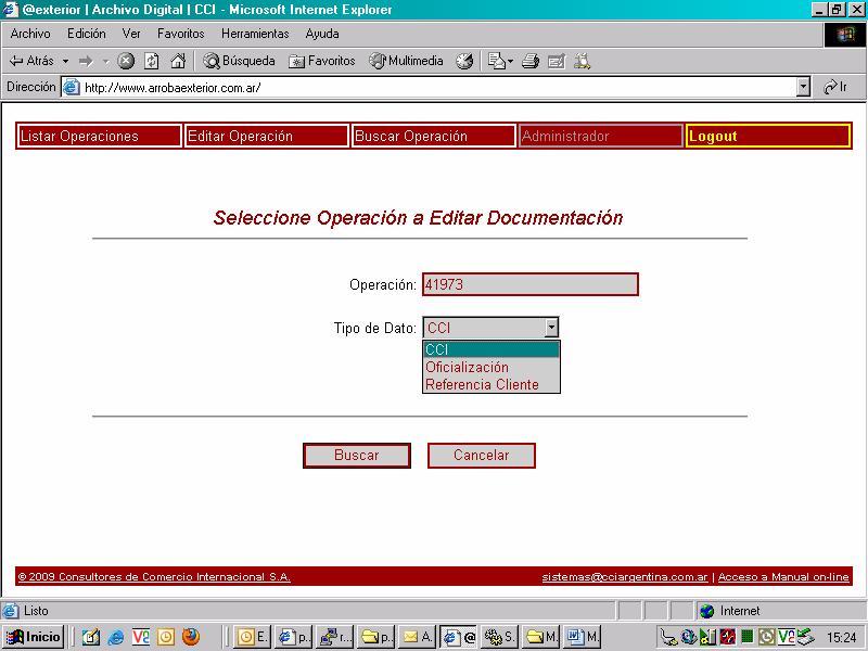 Editar Operaciones Esta opción permite subir, modificar o eliminar documentación digitalizada.