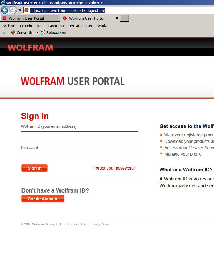 Página de inicio de portal de usuario de Wolfram 2.