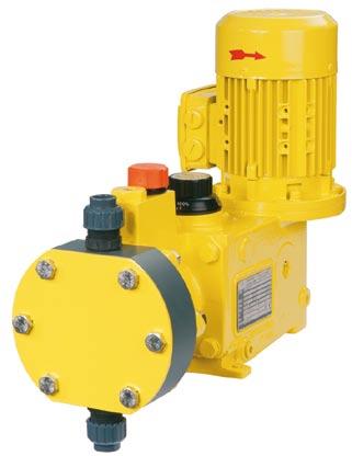 Dosing pumps MAXROY series A, B and D Maximum flow rate: 1110 l/h Maximum pressure: 28 bar Hydraulically actuated diaphragm Technical characteristics Flow rate up to: - 64 l/h for MAXROY D105-410 l/h