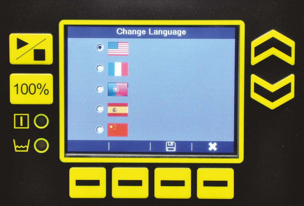 Multilenguaje, navegación amigable La pantalla a color retroiluminada de PROTEUS permite una navegación cómoda en cinco idiomas: inglés, francés, español, portugués y chino.