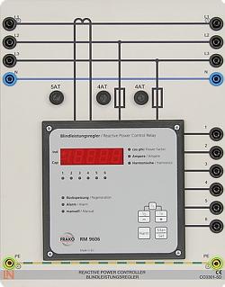 38 Regulador de potencia reactiva CO3301-5D 1 El regulador de potencia reactiva determina constantemente las componentes de corriente reactiva y eficaz de la red, a partir de las señales de los