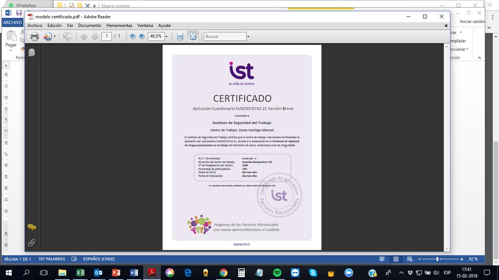 Permite descargar el certificado de aplicación IST, únicamente en el caso